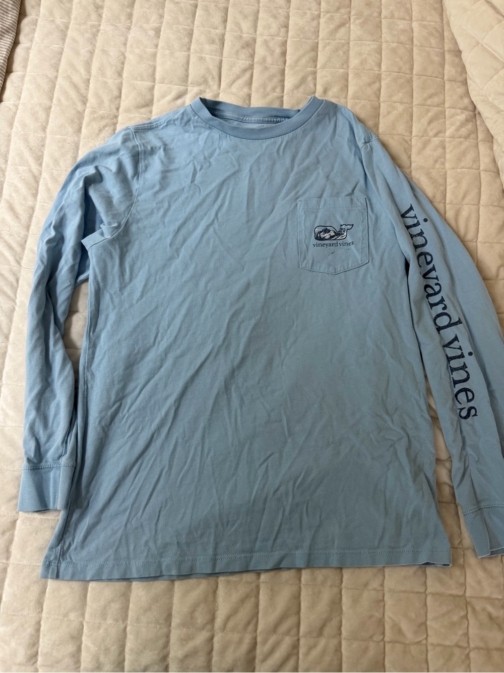 Vineyard Vines Boys Light Blue Long-Sleeve Pocket Tee